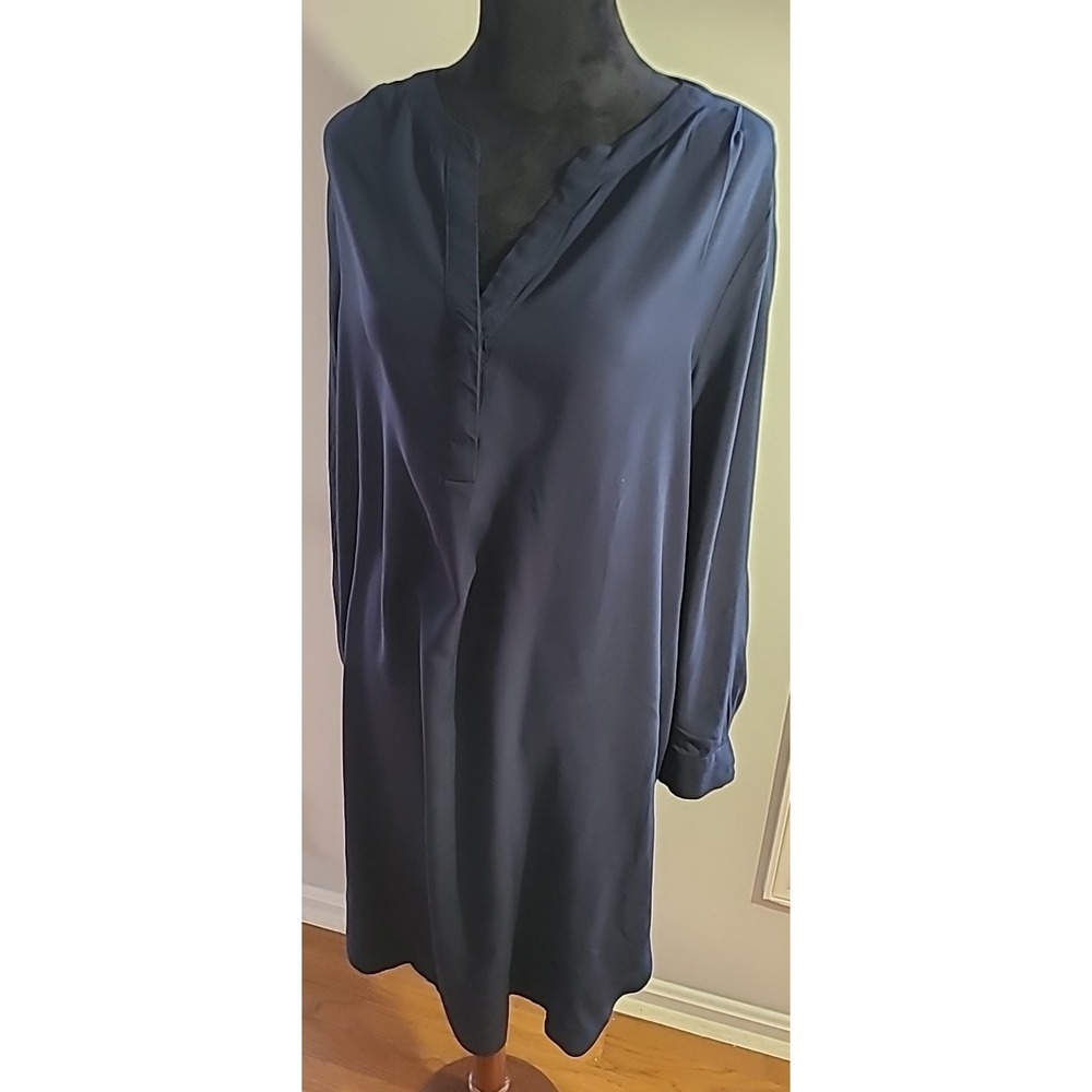Alex & Lili Women's Navy Long Sleeve‎ Maxi Shirt Shift Dress Sz Lg Lagenlook